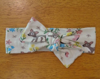 Deer Baby Headband, Woodland, Fawn Baby Headband, Bird, Floral, Flowers, Baby Girl Bow Headband, Top Knot Headband, Newborn, Baby Girl Gift