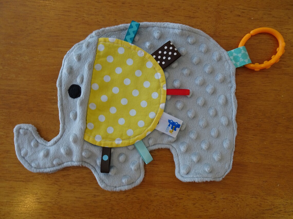 Sensory Elephant Pattern Elephant Sensory Baby Toy, Elephant Lovey, Crinkle Baby Toy, Security ...
