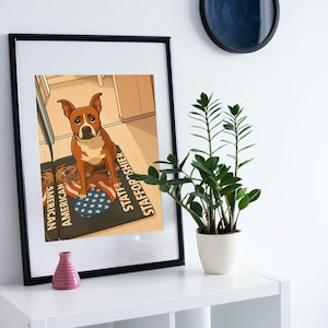 Cartoon Dog Portrait | American Staffordshire Terrier Wall Art | Personalized Pet Gift for Dog Lovers