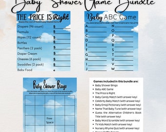 Pacchetto giochi Baby Shower / Giochi Baby Shower / Tema nuvola / On Cloud 9 / Giochi divertenti per la doccia / Giochi per la doccia stampabili