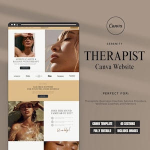 Therapist Coaching Canva Website Template,  Landing Page, Sales Page Template, Canva Website, Wellness Coach, Coaching Templates, Therapy