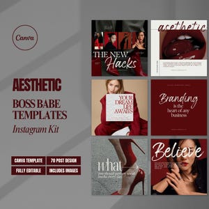 Social Media Templates | Instagram Content Templates | Small Business Template | Canva Designs | Red Minimalist Aesthetic Digital Marketing