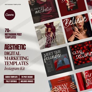 Red Instagram Templates for Business Coaches, Red Social Media Marketing Agency Templates, Brand Strategist Template, Insta Coach Brand post