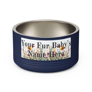 Floral Watercolour Wildflower Meadow Pet Bowl | Customizable Name Dog Cat Stainless Steel Insulated Bowl image 10