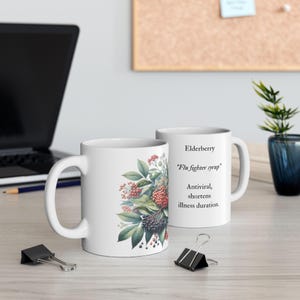 Fläderbärsmugg i keramik - Influensasirap - Antiviralt immunförsvarstee, Förkylningspresent för Wellness Defenders - 11oz/15oz