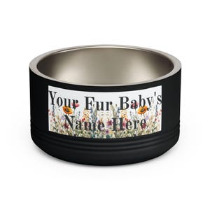 Floral Watercolour Wildflower Meadow Pet Bowl | Customizable Name Dog Cat Stainless Steel Insulated Bowl image 6