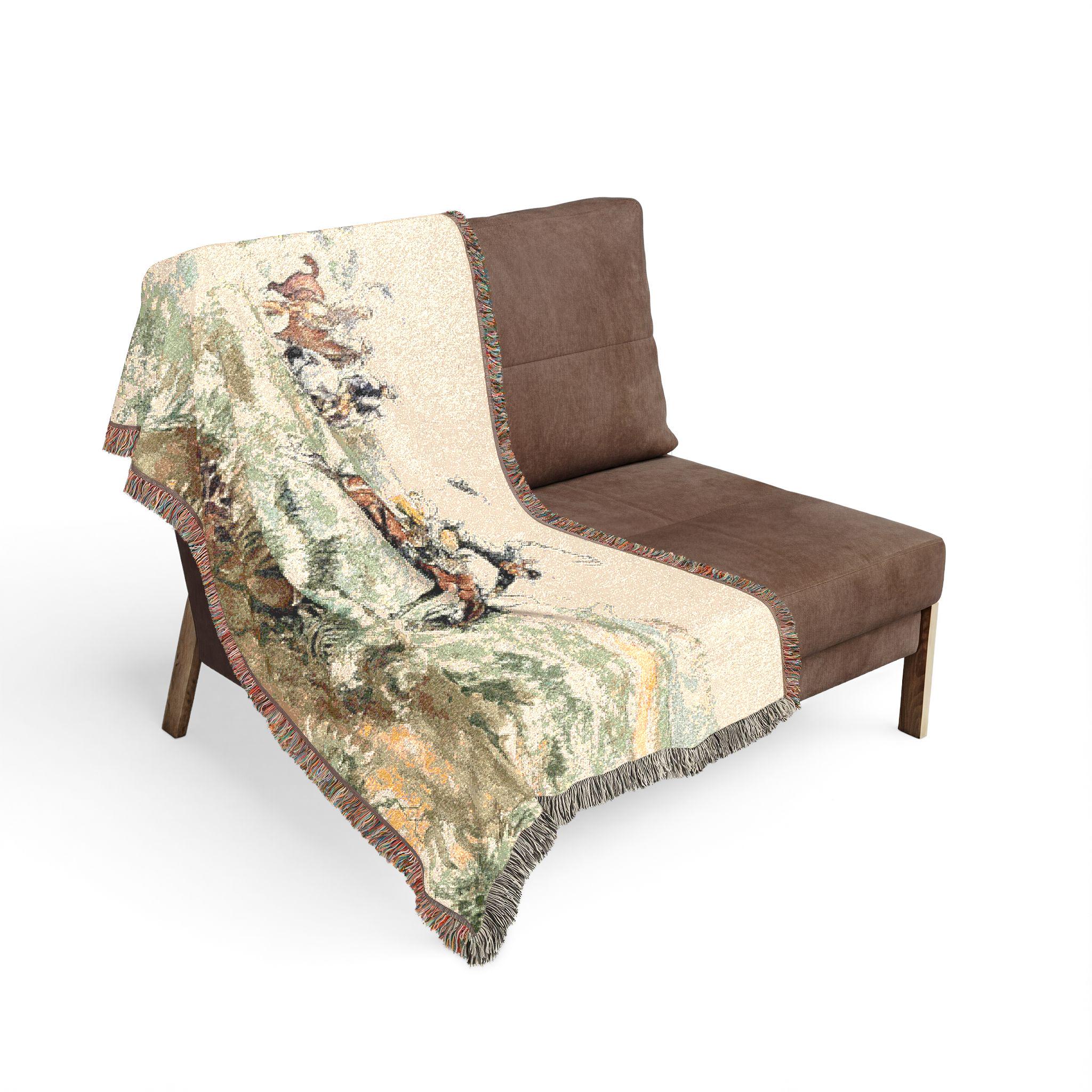Manta Tejida Vaquera Vintage: Calidez Rústica Con Estilo Western Para Decoración Y Regalo Original