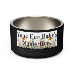 Floral Watercolour Wildflower Meadow Pet Bowl | Customizable Name Dog Cat Stainless Steel Insulated Bowl image 7