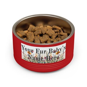 Floral Watercolour Wildflower Meadow Pet Bowl | Customizable Name Dog Cat Stainless Steel Insulated Bowl image 19