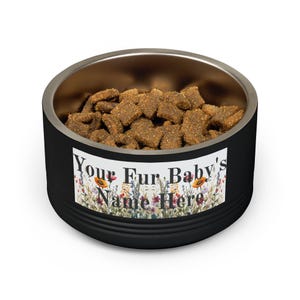 Floral Watercolour Wildflower Meadow Pet Bowl | Customizable Name Dog Cat Stainless Steel Insulated Bowl image 15