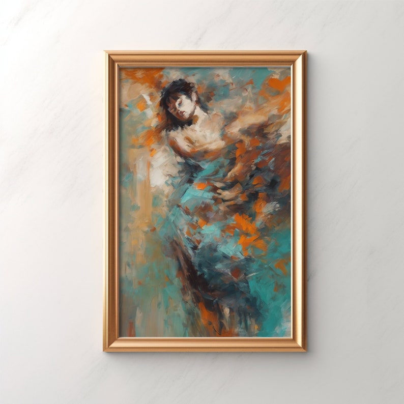 Abstract Female Figure Painting, Modern Art Canvas, Contemporary Wall Decor, Vibrant Color
