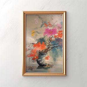 Vibrant Floral Blossoms Canvas Art, Large Wall Decor, Modern Impressionist Flower Painting
