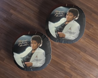 Vintage Thriller Album Cover Floor Pillow | Tufted Round Pillow
