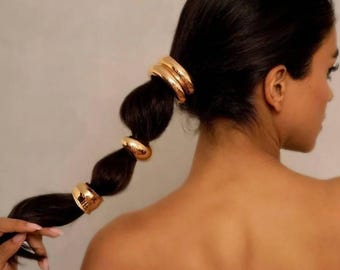 18K Gold Plated Hair Cuff: Ponytail Holder Hair Ties