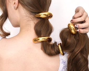 Fermaglio per capelli placcato oro 18 carati: elastico per coda di cavallo, fermaglio per capelli da sposa