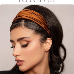 Handgefertigtes Braun Satin Stirnband: Breites Comfort-Fit Haar Accessoire