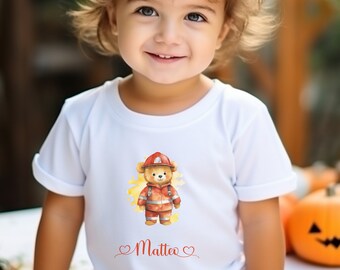 Kinder T-Shirt Feuerwehr, Geschenkidee Kind, Feuerwehr Shirt, TShirt Feuerwehr, baby shirt junge, personalisiertes Geschenk zur Geburt