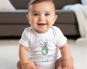 Personlig bodysuit i ekologisk bomull – den perfekta presenten till nyfödda | Ekologisk babybody med tryck | Kortärmad bodysuit, omlottbody, bodysuit