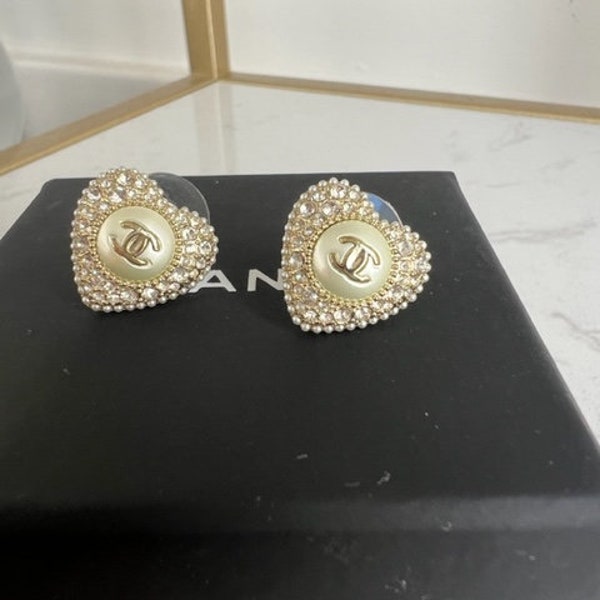 Authentic vintage Chanel heart earrings