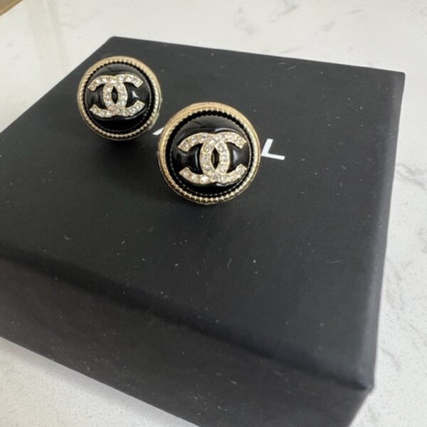 Authentic vintage Chanel black earrings