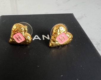 Authentic vintage Chanel heart earrings