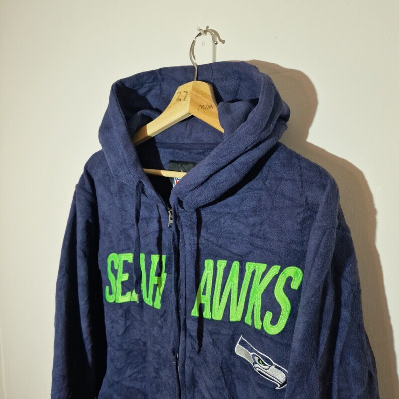 Seattle Seahawks Veste polaire à capuche taille moyenne NFL bleu marine pour homme image 2