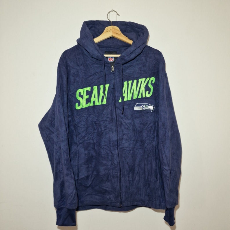 Seattle Seahawks Veste polaire à capuche taille moyenne NFL bleu marine pour homme image 1