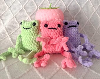 Rana de patas largas tejida a crochet - peluche amigurumi - juguete hecho a mano - artículo personalizable - lindo regalo - animal de peluche - hecho por encargo