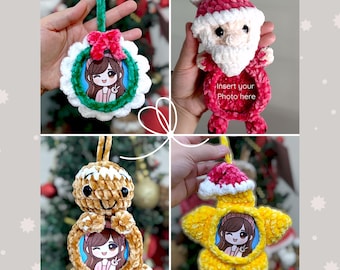 Christmas Crochet Pattern: Santa, Gingerbread, Star, Wreath, Beginner-Friendly, Picture Frame Crochet, Holiday crochet decor, ENGLISH Pdf