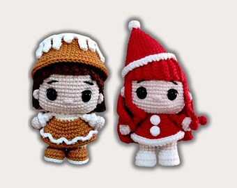 Gingerbread Santa Amigurumi Crochet Pattern: Christmas Dolls (PDF Download, ENG)