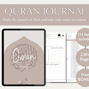 Digital Quran Journal Study Book | Tafseer | Weekly Planner | Hifdh Tracker | Notebook | Reading Tracker | Instant Download | PDF Files