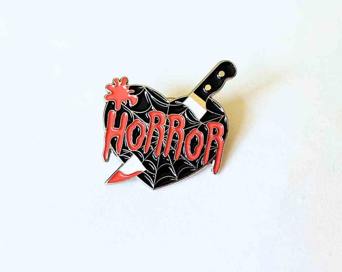 Horror Enamel Pin – Bloody Horror, Elvira & Ghostface Lovers, Vampire Goth Pin, Horror Baddie Accessory, Unique Horror Gift for Fans
