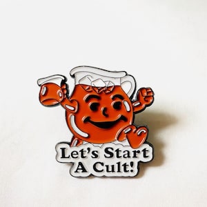 Let's Start a Cult Koolaid Lapel Lanyard Beanie Pin - Unique funny gift with option to include birthday card