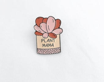 Plant Lover Enamel Pin – Funny “Plant Mama” Lapel Pin, Cute Houseplant Gift, Succulent Enamel Pin for Gardeners, Plant Badge Reel Accessory