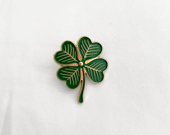 Four Leaf Clover Enamel Pin – Lucky Shamrock Lapel or Backpack Accessory – St. Patrick’s Day or Plant Lover Gift