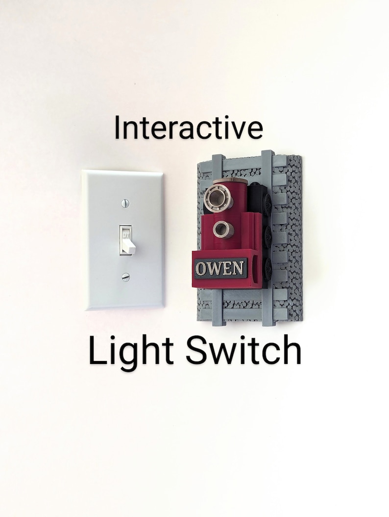 Train Steam Engine Toggle Light Switch Cover Plate.  Red Train and Bronze Smokestacks.  Personalization(Shown) Optional.