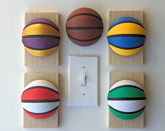 Basketball Light Switch Toggle Style Plate Custom Wall Decor Pick Your Colors Sports Nursery Kids Room Boys Man Cave Game Room Bedroom