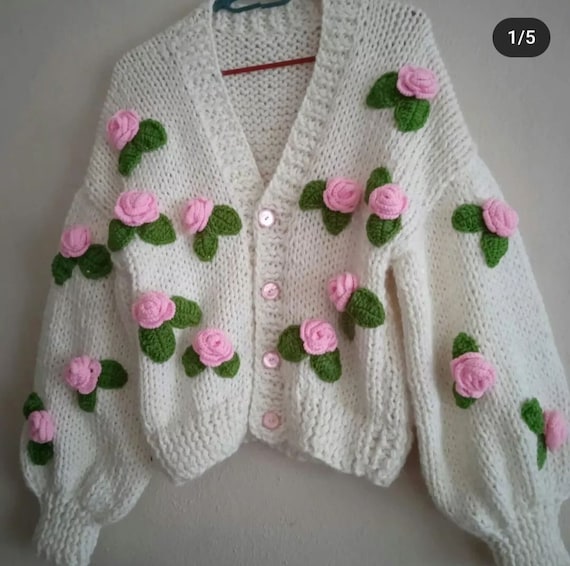 トップス FAKE AS FLOWERS KNIT CARDIGAN Hi 🌸 “Pink Roses Cardigan” Available now at link in bio