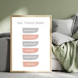 Our Family Rules Wall Art, Digital Download, Aesthetic Wall Art, Instant Download, Modern Room Decor, Digital Poster, Printable Wall Art