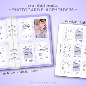 Kpop Photocard Placeholder Binder Filler - Rabiscos roxos - Download digital