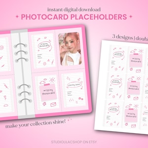 Remplisseur de reliure pour cartes photo Kpop - Doodles roses - Téléchargement numérique