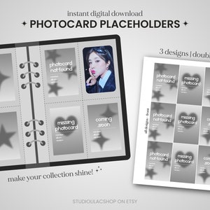 Remplisseur de reliure pour cartes photo Kpop - Gris Y2K - Téléchargement numérique