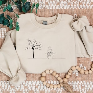 Christmas Snowman Sweatshirt, Holiday Winter Crewneck Jumper, Cute Xmas Tree Top, Unisex Pullover, Festive Apparel