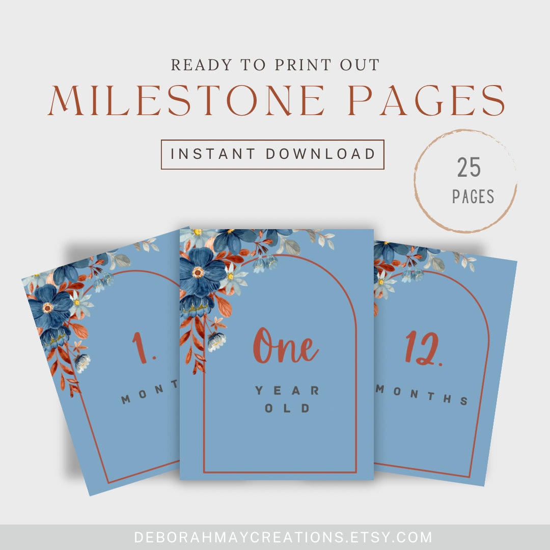 Printable Baby Milestones Cards, Photo Cards for Your Babies First 12 ...