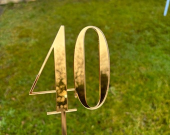 Acrylic gold mirror 40 cake topper.