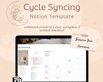 Cycle Syncing Notion Template | Period Tracker, Nutrition, Workouts (Digital Download)