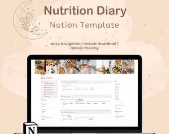 Modelo de Diário Alimentar e de Alergias | Diário de Nutrição (Download Digital)