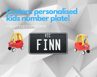 Little Tikes Personalised Number Plate Cozy Coupe Custom Kids Ride on Toy Car 90 x 50mm x 6mm 3D Printed