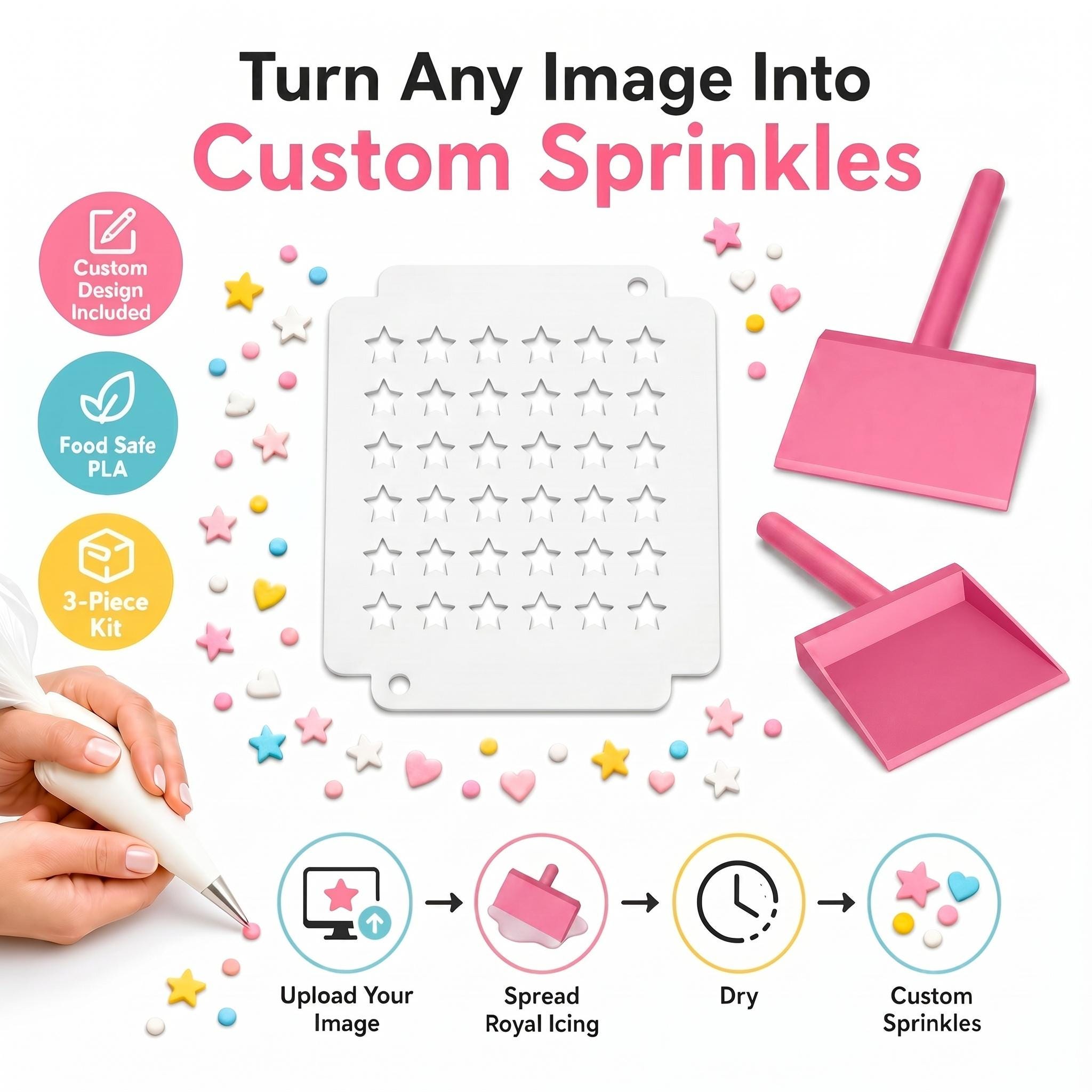 Custom Sprinkle Sheet Kit | Personalized Royal Icing Sprinkles (3-piece ...