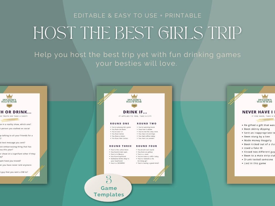 Editable Girls Trip Drinking Game Bundle Party Drinking Games Printable
